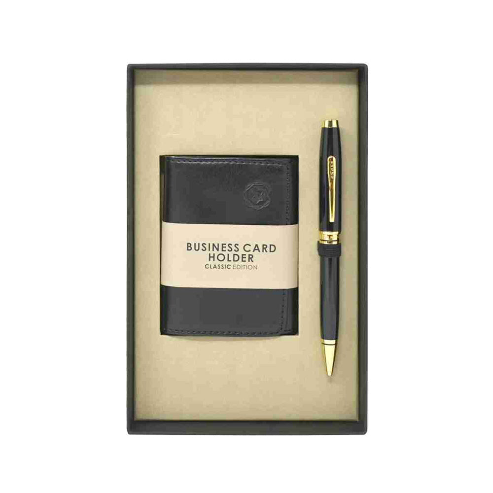 Cross Coventry Black Lacquer GT Ballpoint Pen with Business Card Holder Classic Edition