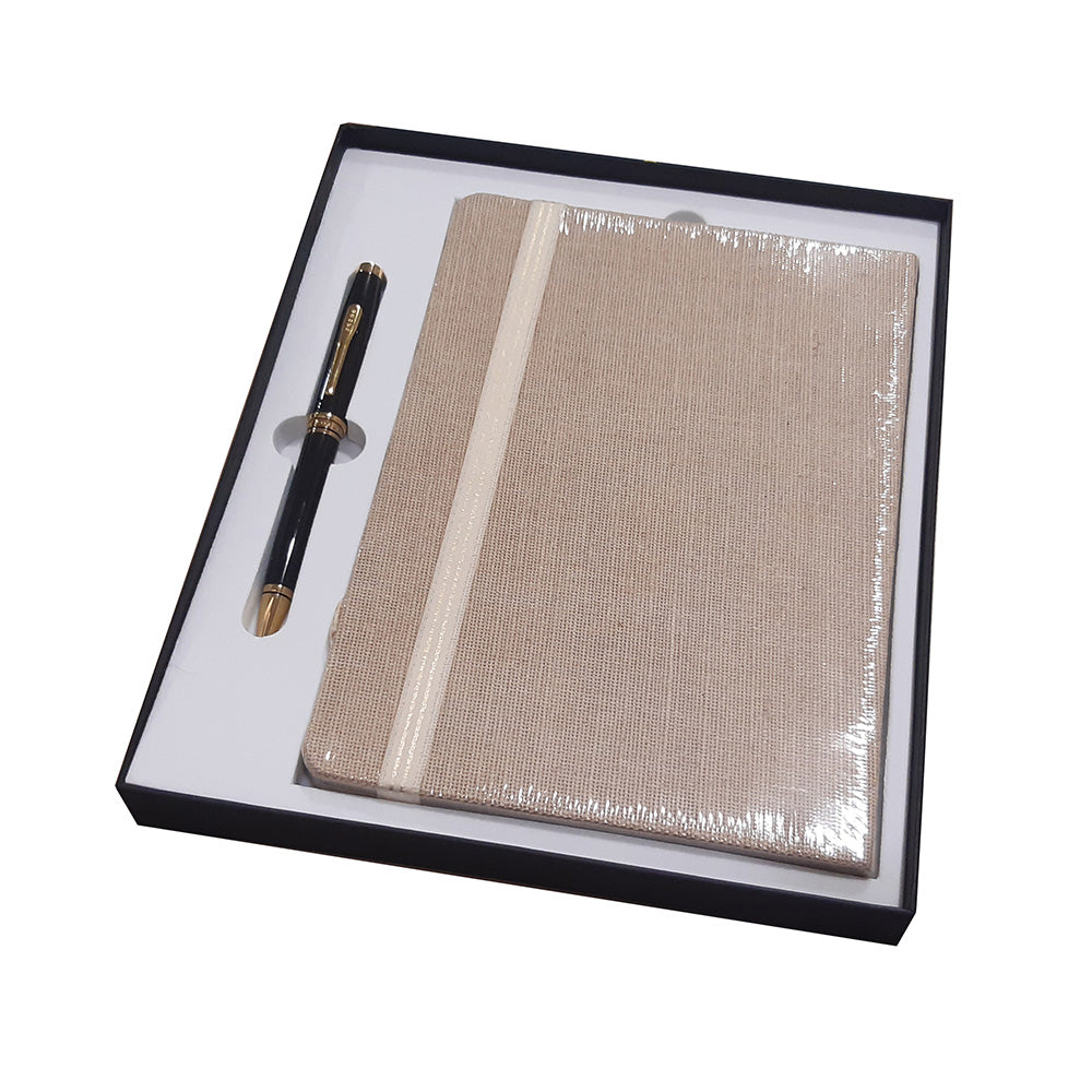 Cross Coventry Black Lacquer with Gold-Tone Ballpoint Pen with A5 Jute Notebook