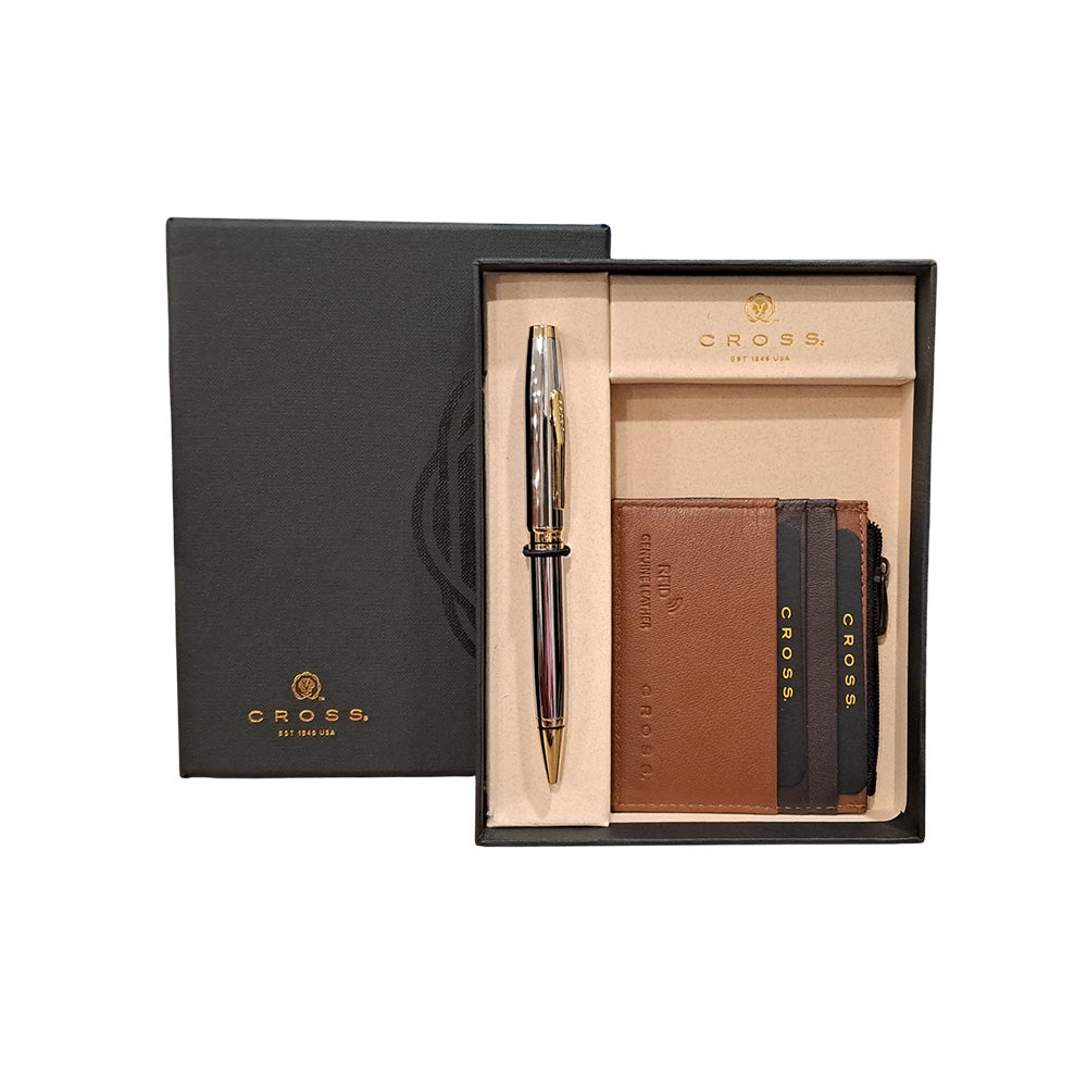 Cross Coventry Chrome GT Ballpoint Pen With Zip Card Holder