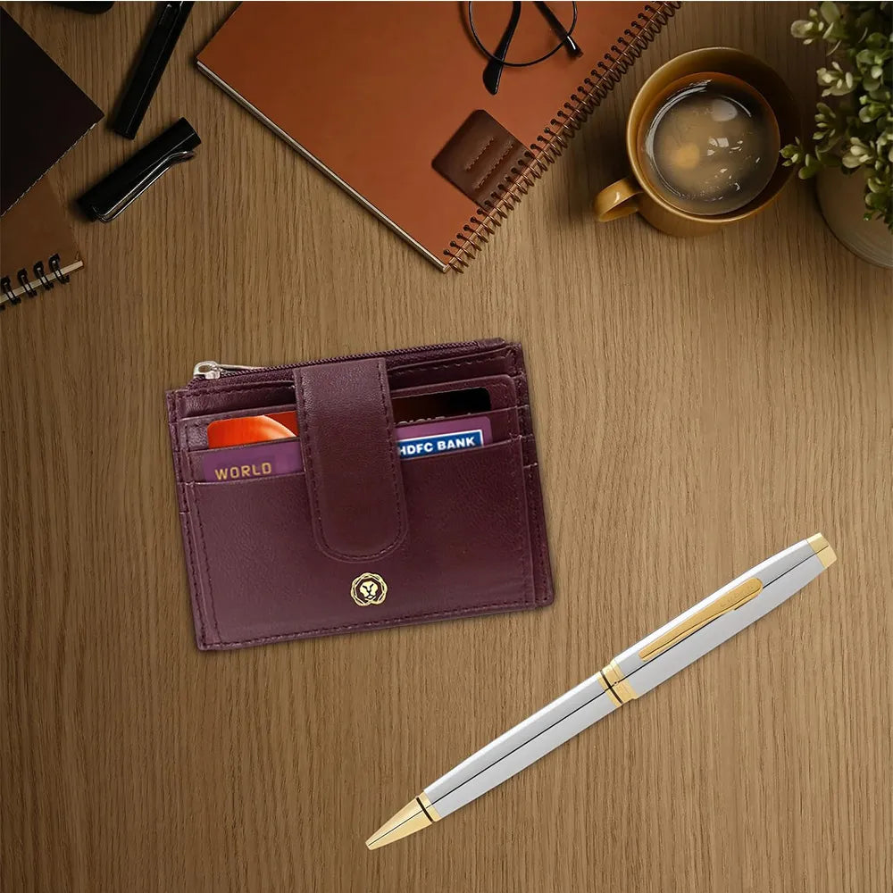 Cross Coventry Shiny Chrome GT Ballpoint Pen With Brown Card Holder