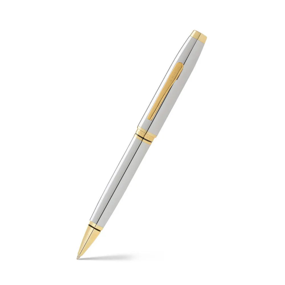 Cross Coventry Polished Chrome GT Ballpoint Pen With Brown Card Wallet