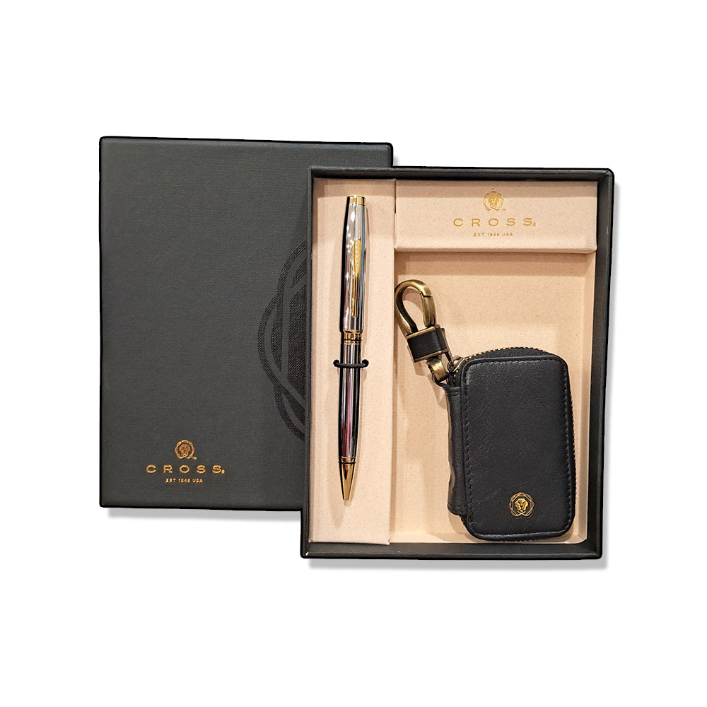 Cross Coventry Chrome GT Ballpoint Pen With Black Key Holder