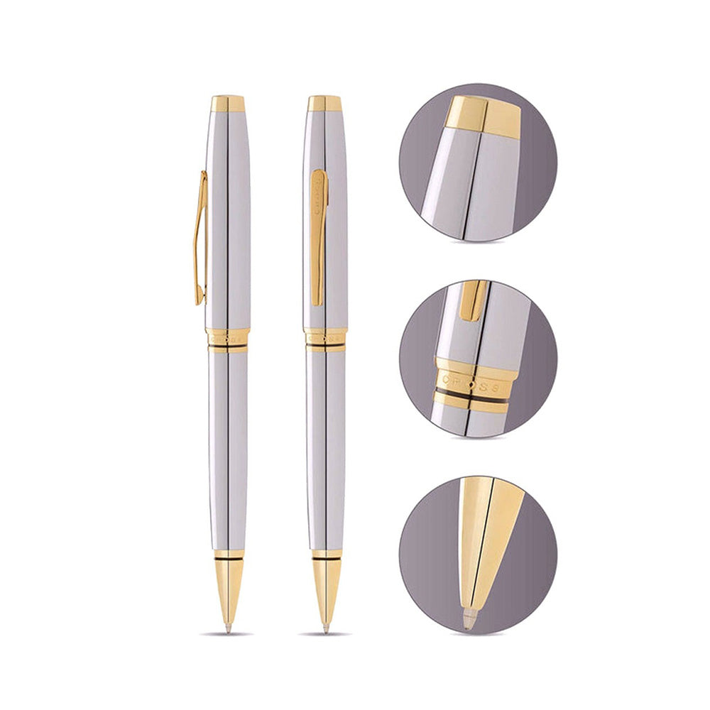 Cross Coventry Chrome GT Ballpoint Pen With Brown Key Holder