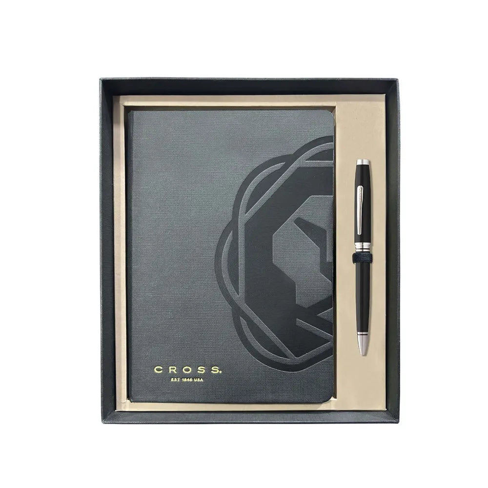 Cross Coventry Black Lacquer Ballpoint Pen + Executive A5 Black Notebook