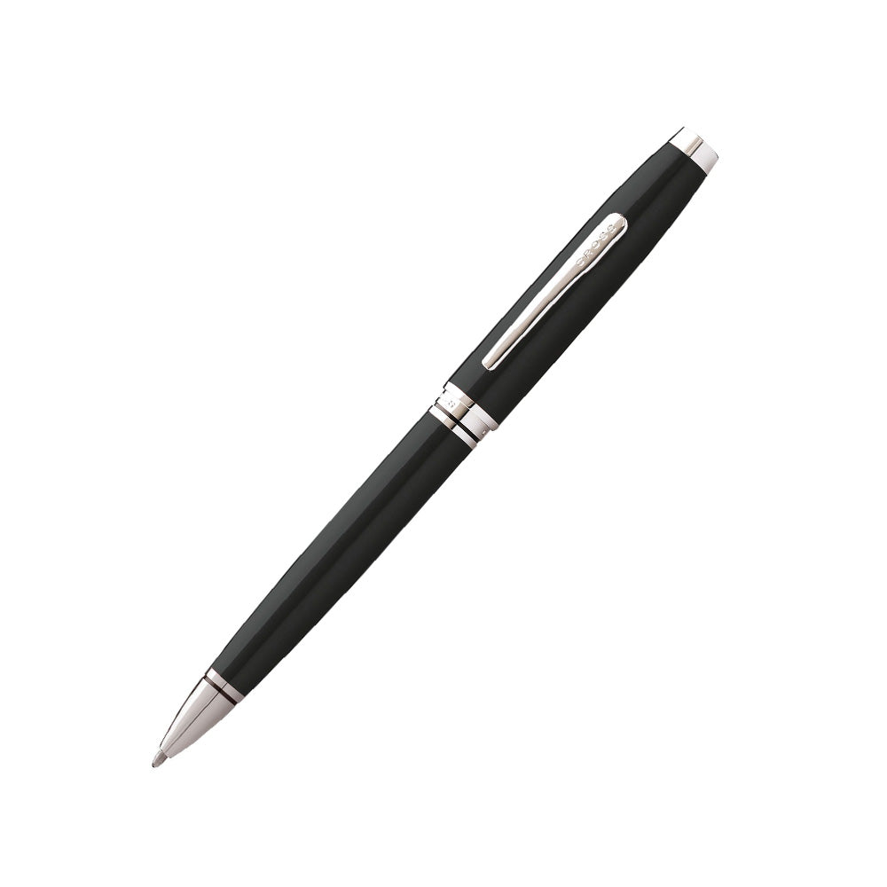 Cross Coventry Black Lacquer Chrome Trim Ballpoint Pen With Brown Key Holder