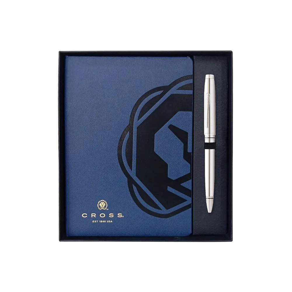 Cross Coventry Polished Chrome Ballpoint Pen + Executive A5 Blue Notebook