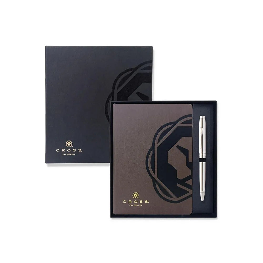 Cross Coventry Polished Chrome Ballpoint Pen + Executive A5 Brown Notebook