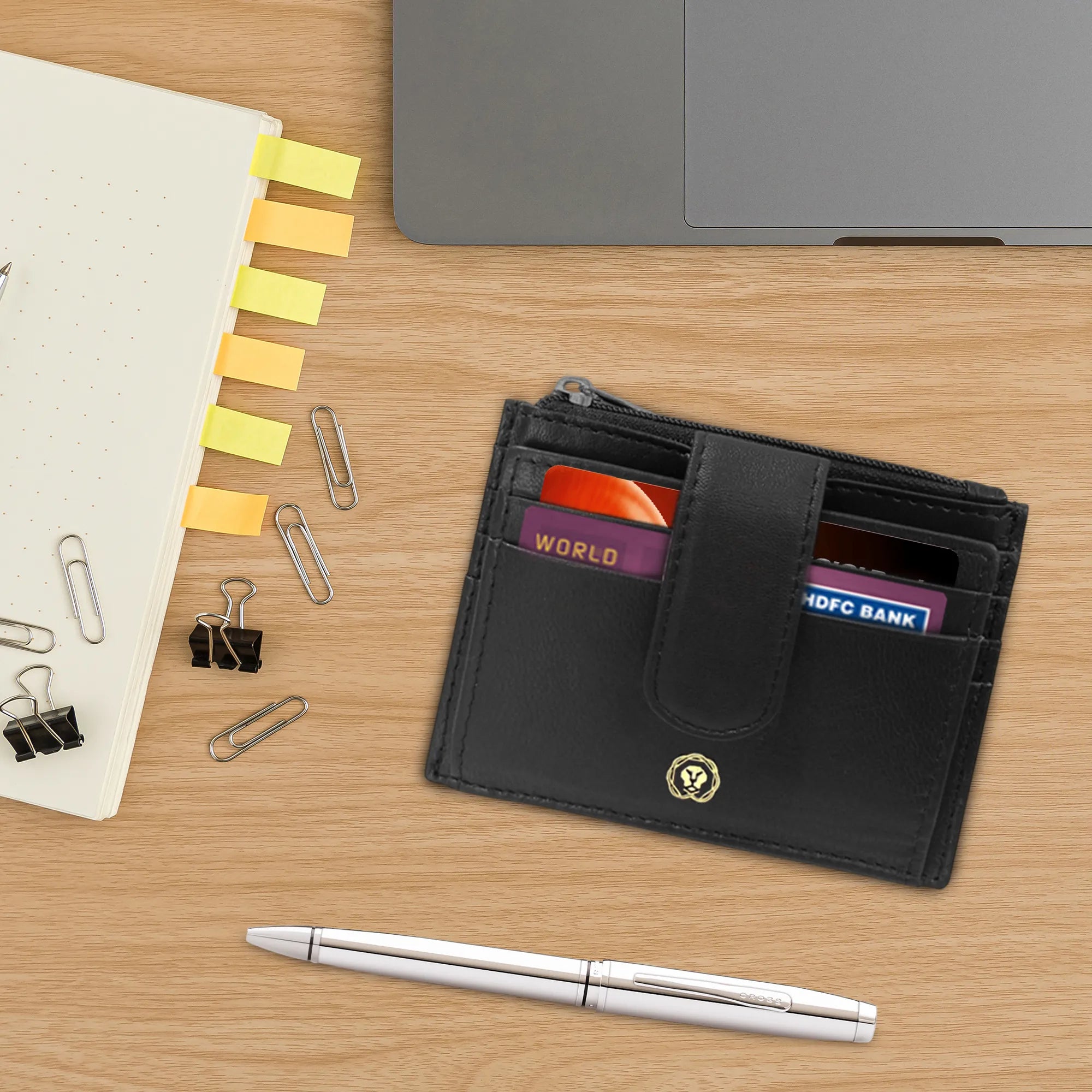 Cross Coventry Polished Chrome Ballpoint Pen With Black Card Holder