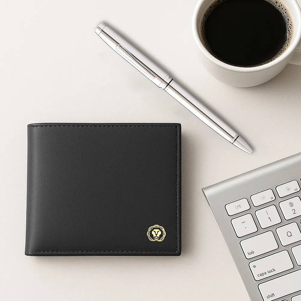 Cross Coventry Polished Chrome Ballpoint Pen With Black Card Wallet