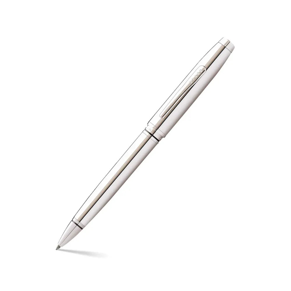 Cross Coventry Polished Chrome Ballpoint Pen With Brown Card Wallet