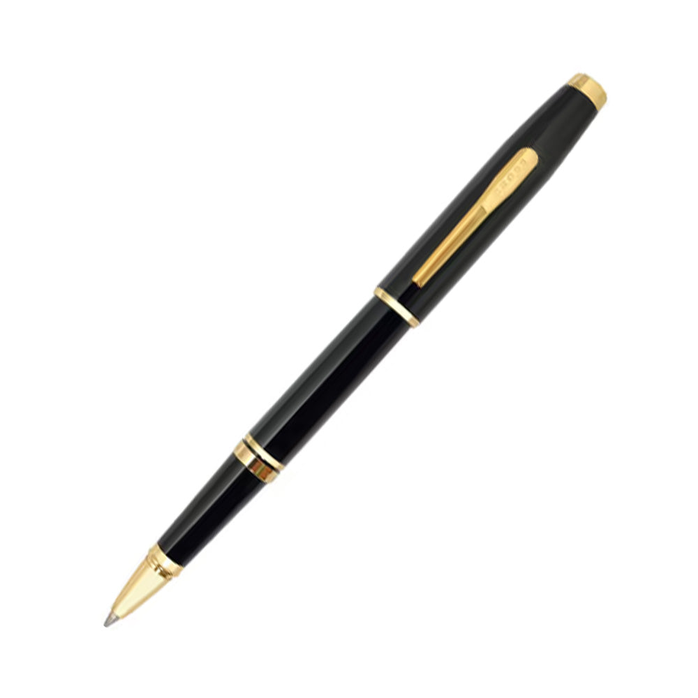 The Coventry roller pen impresses with its strong profile, rich sheen, and polished contrasting appointments. This stylish writing instrument is the perfect gift for those who want to elevate their writing experience every day. Black lacquer finish Gold-tone appointments Click-off cap Exclusive gel ink rollerball formula flows freely like a fountain pen Includes one black gel ink rollerball tip (refill #8523) Premium gift box