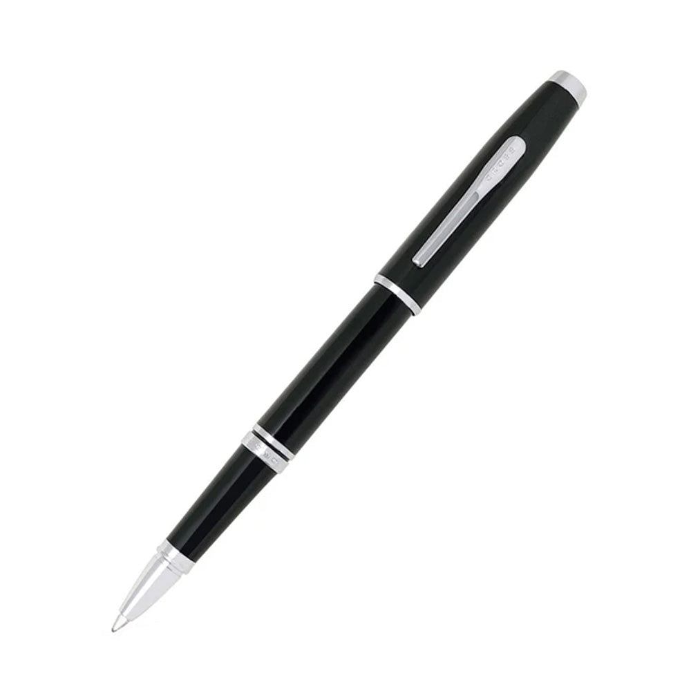 The Coventry roller pen impresses with its strong profile, rich sheen, and polished contrasting appointments. This stylish writing instrument is the perfect gift for those who want to elevate their writing experience every day. Black lacquer finish Chrome-plated appointments Click-off cap Exclusive gel ink rollerball formula flows freely like a fountain pen Includes one black gel ink rollerball tip (refill #8523) Premium gift box