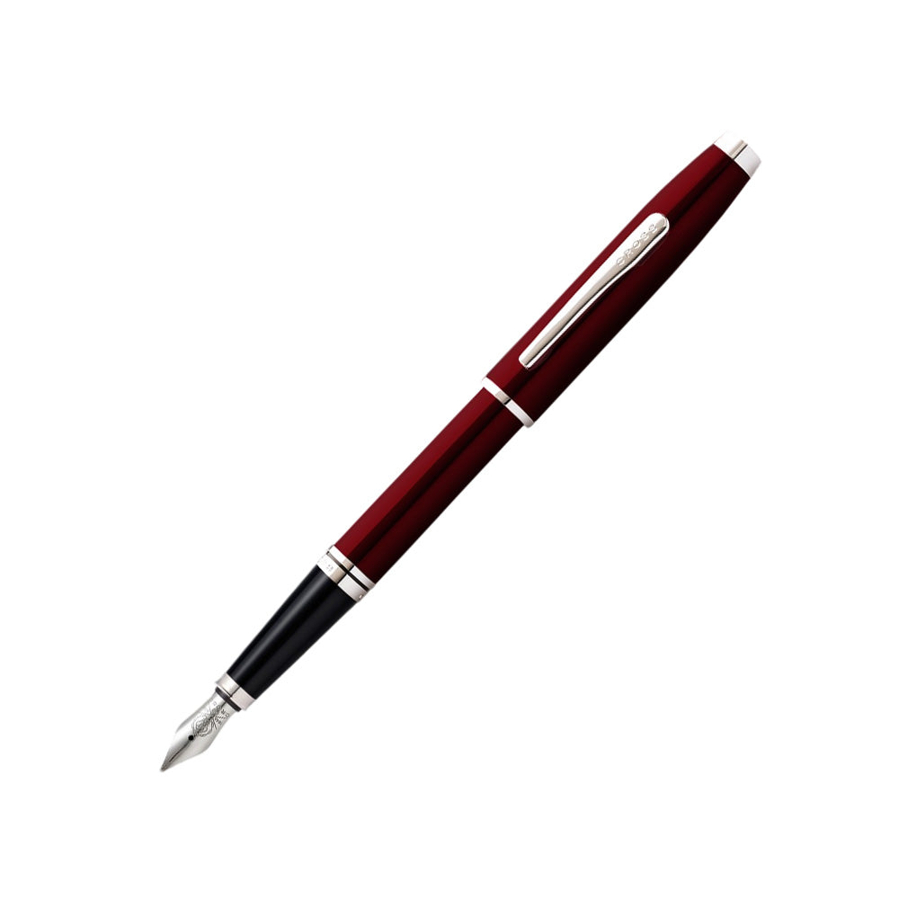Cross Coventry Red Lacquer with Polished Chrome Trim Fountain Pen - Fine Nib