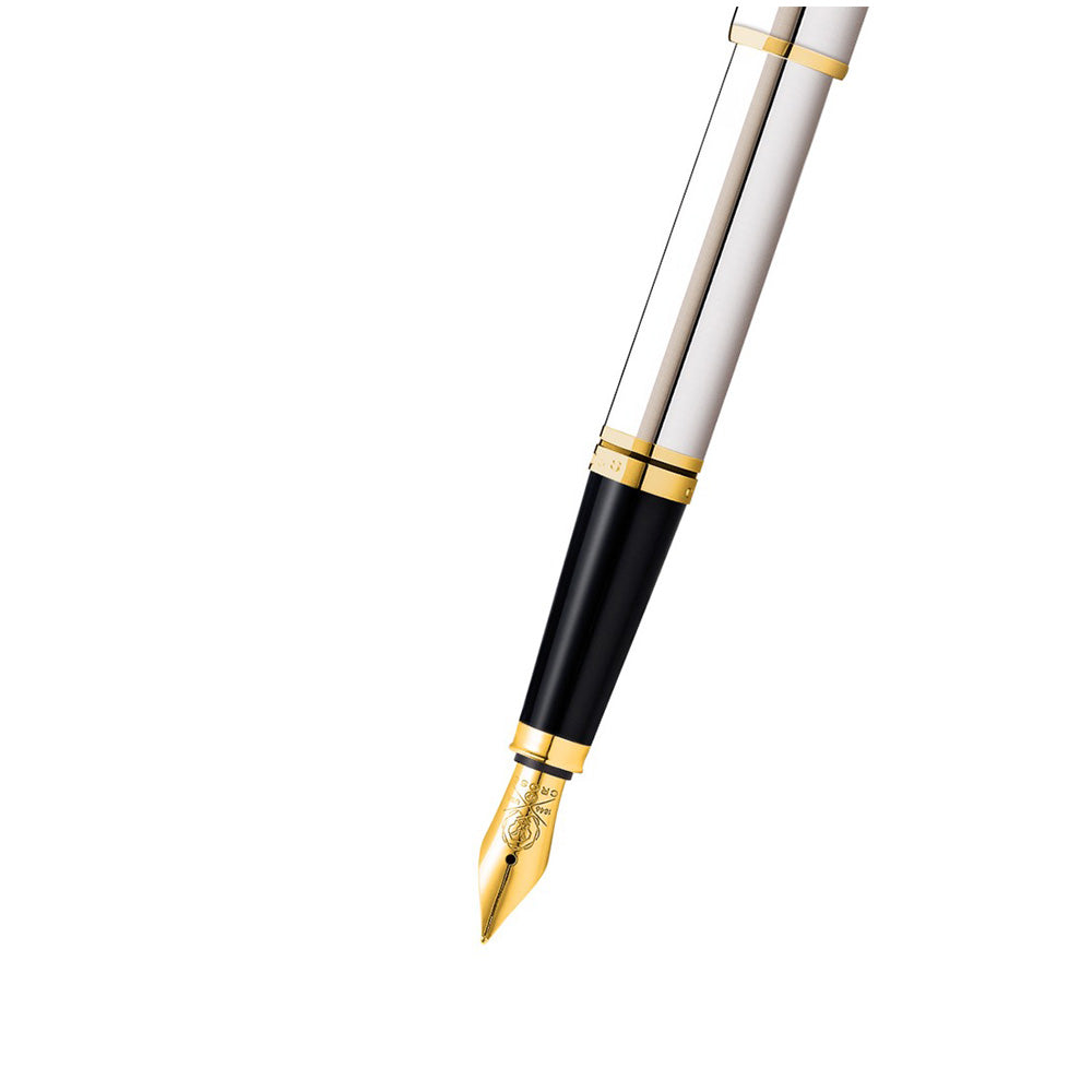 Cross Coventry Polished Chrome with Gold-Tone Trim Fountain Pen - Fine Nib