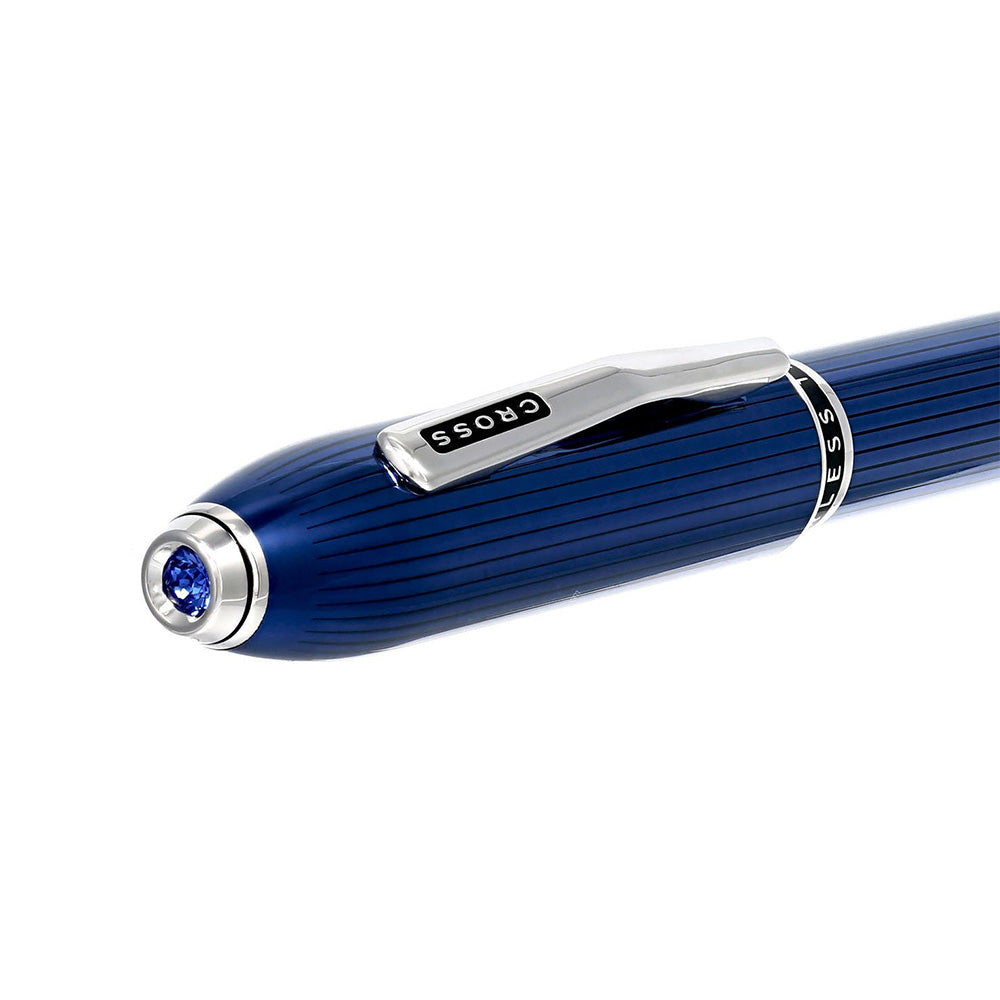 Cross Peerless™ 125 Translucent Quartz Blue Engraved Lacquer with Platinum Plated Appointments Ballpoint Pen