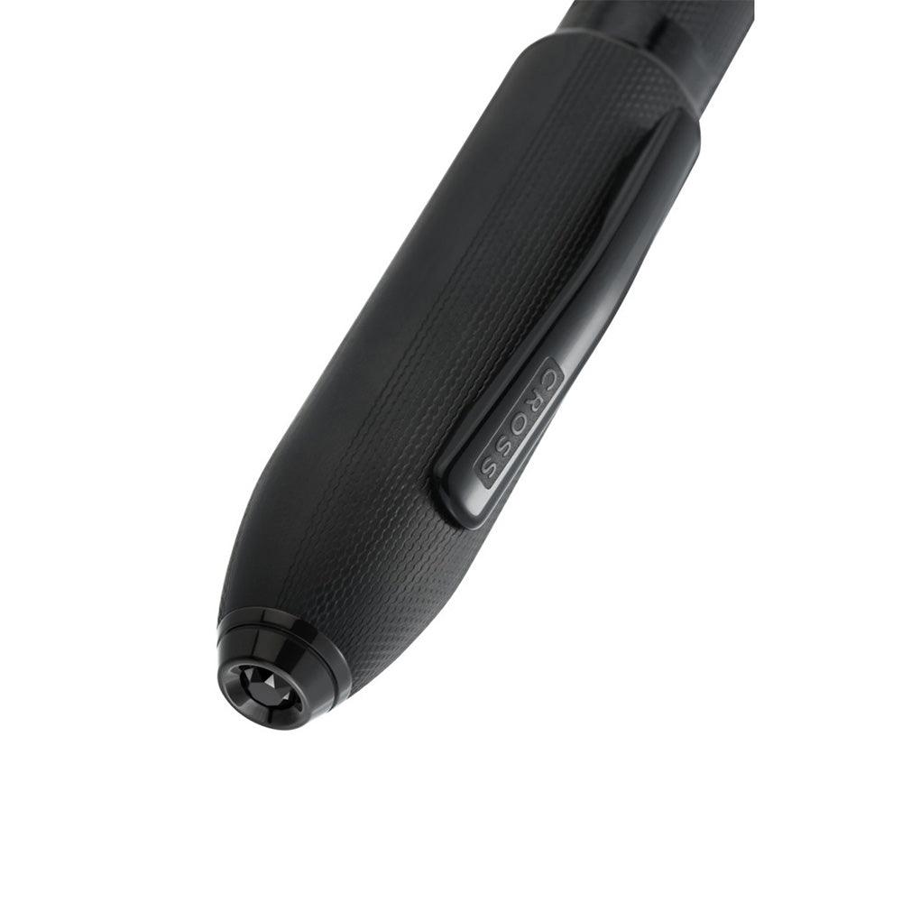 Cross Peerless Polished Black PVD Engraved Diamond Pattern with Black PVD Trim and Swarovski Crystal Ballpoint Pen