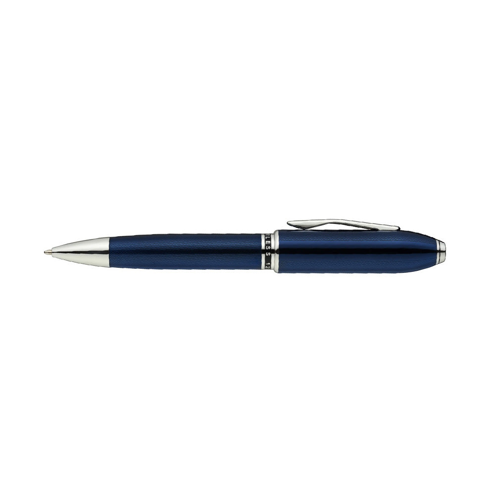 Cross Peerless Polished Translucent Cobalt Blue Engraved Diamond Pattern with Polished Chrome Trim and Swarovski Crystal Ballpoint Pen