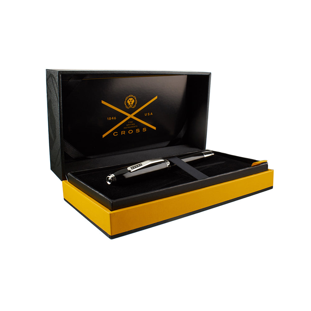 Cross Peerless 125 Obsidian Black Lacquer with Platinum-Plated Trim Rollerball Pen