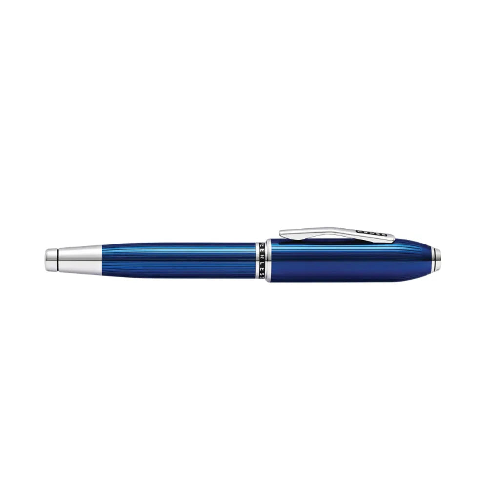 Cross Peerless 125 Translucent Quartz Blue Engraved Lacquer with Platinum-Plated Trim Rollerball Pen