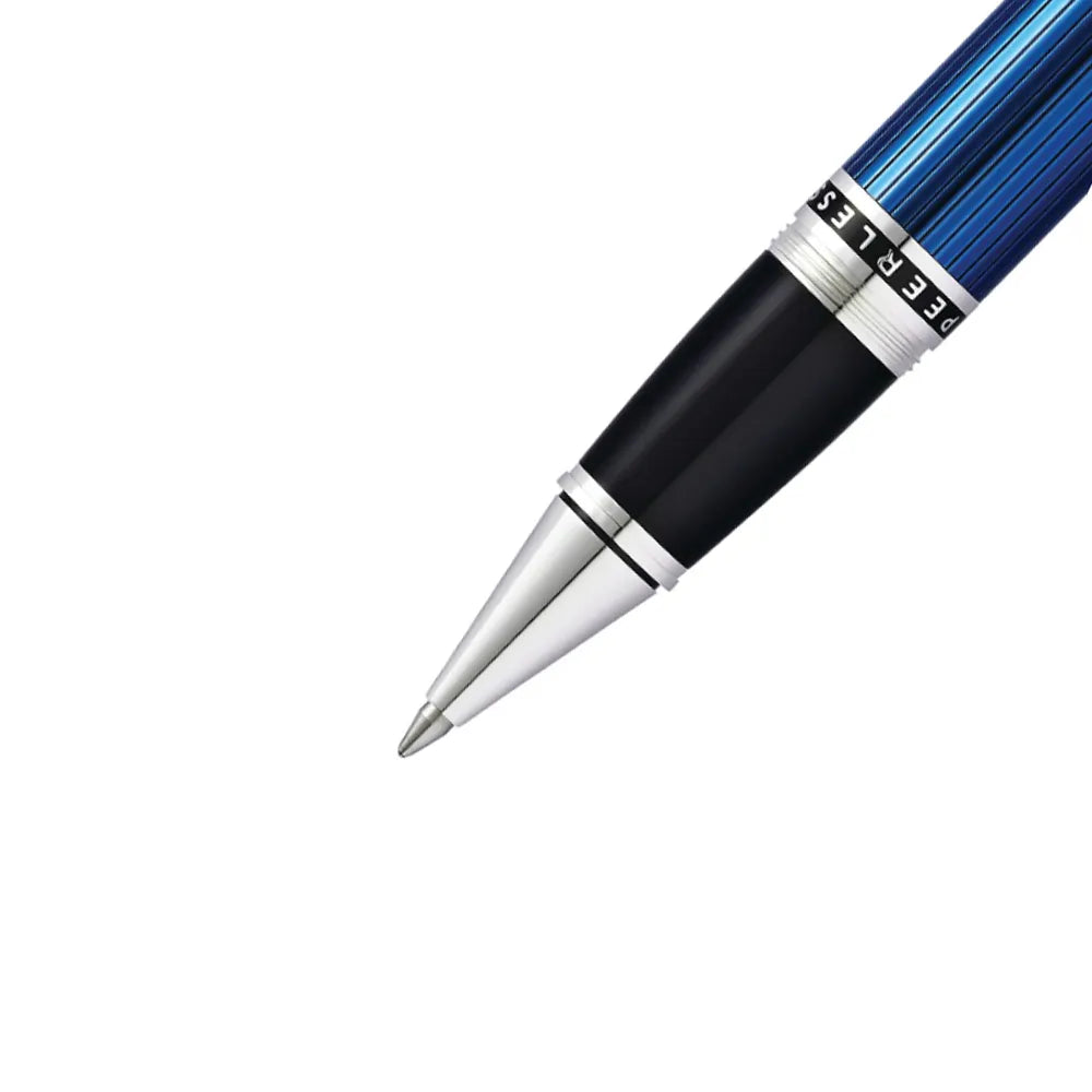 Cross Peerless 125 Translucent Quartz Blue Engraved Lacquer with Platinum-Plated Trim Rollerball Pen