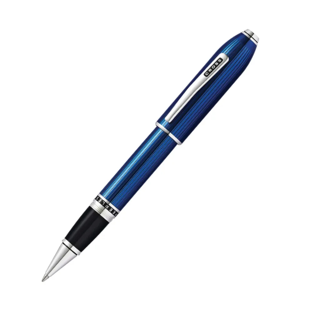 Cross Peerless 125 Translucent Quartz Blue Engraved Lacquer with Platinum-Plated Trim Rollerball Pen