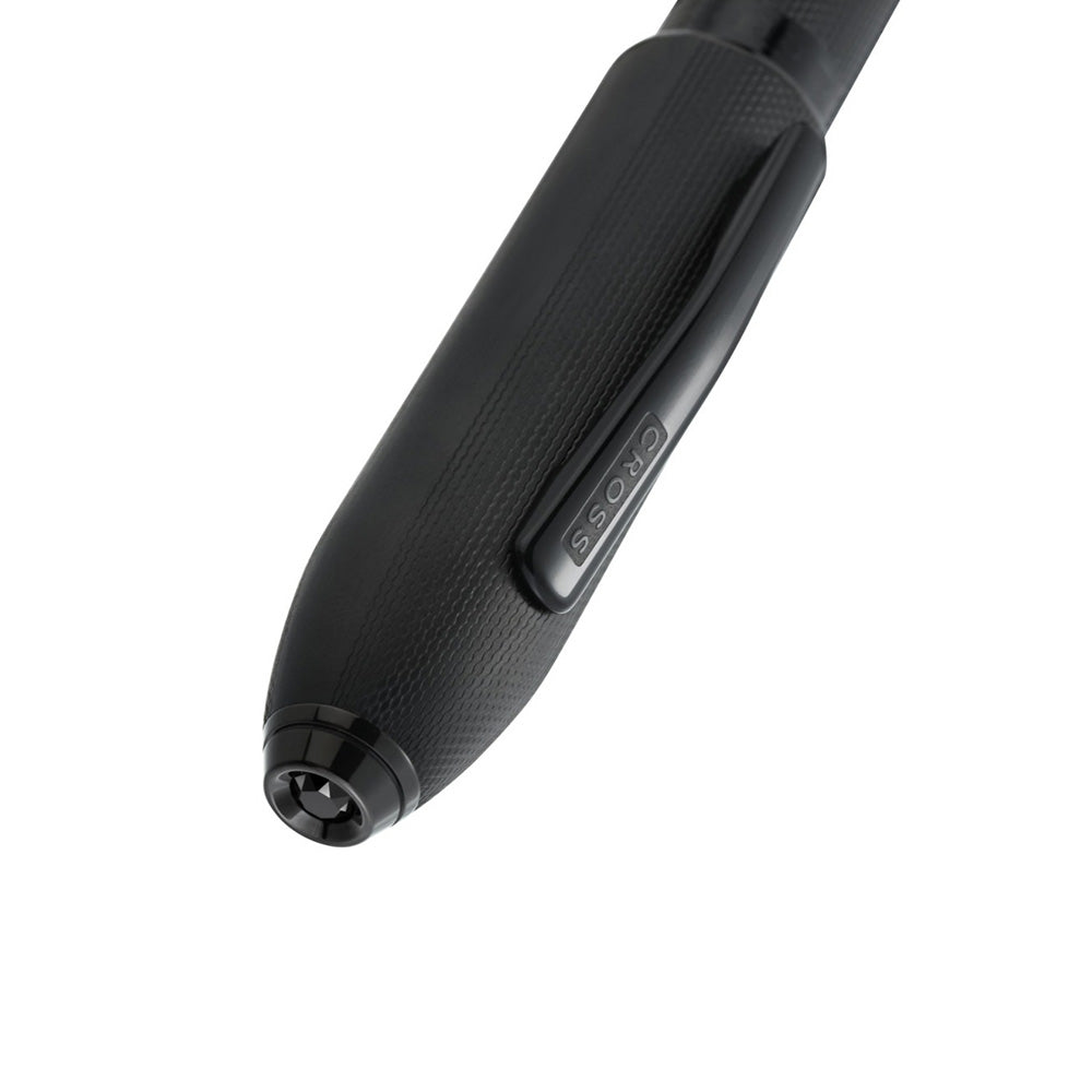 Cross Peerless Polished Black PVD Engraved Diamond Pattern with Black PVD Trim and Swarovski Crystal Rollerball Pen