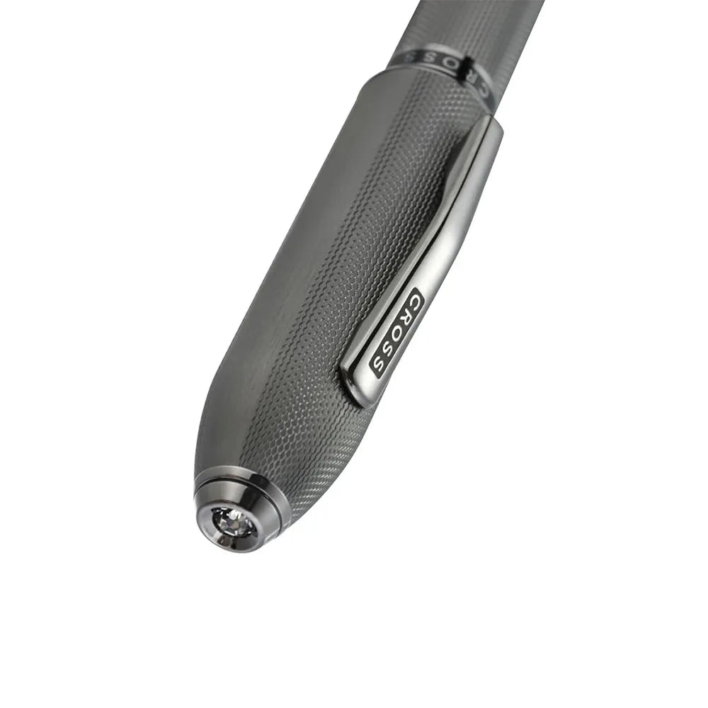 Cross Peerless Polished Slate Gray Engraved Diamond Pattern with Slate Gray PVD Trim and Swarovski Crystal Rollerball Pen