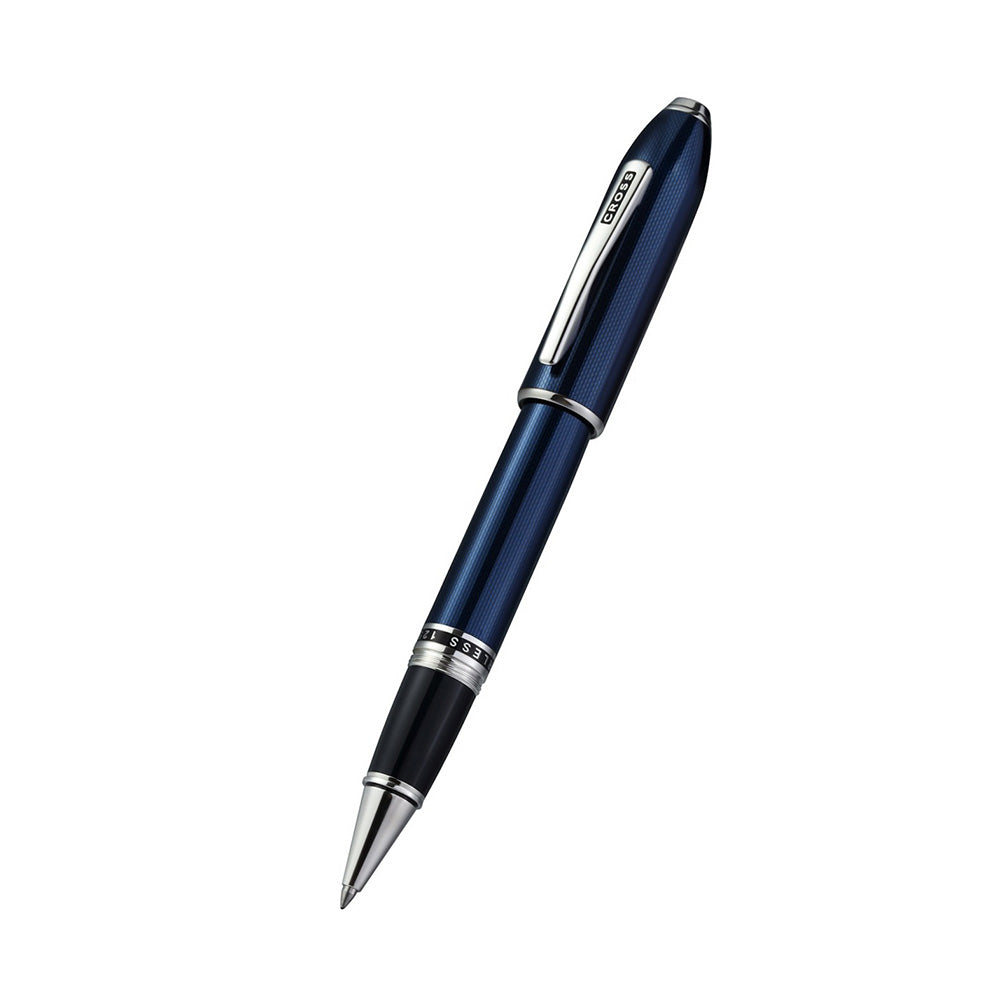 Cross Peerless Polished Translucent Cobalt Blue Engraved Diamond Pattern with Polished Chrome Trim and Swarovski Crystal Rollerball Pen
