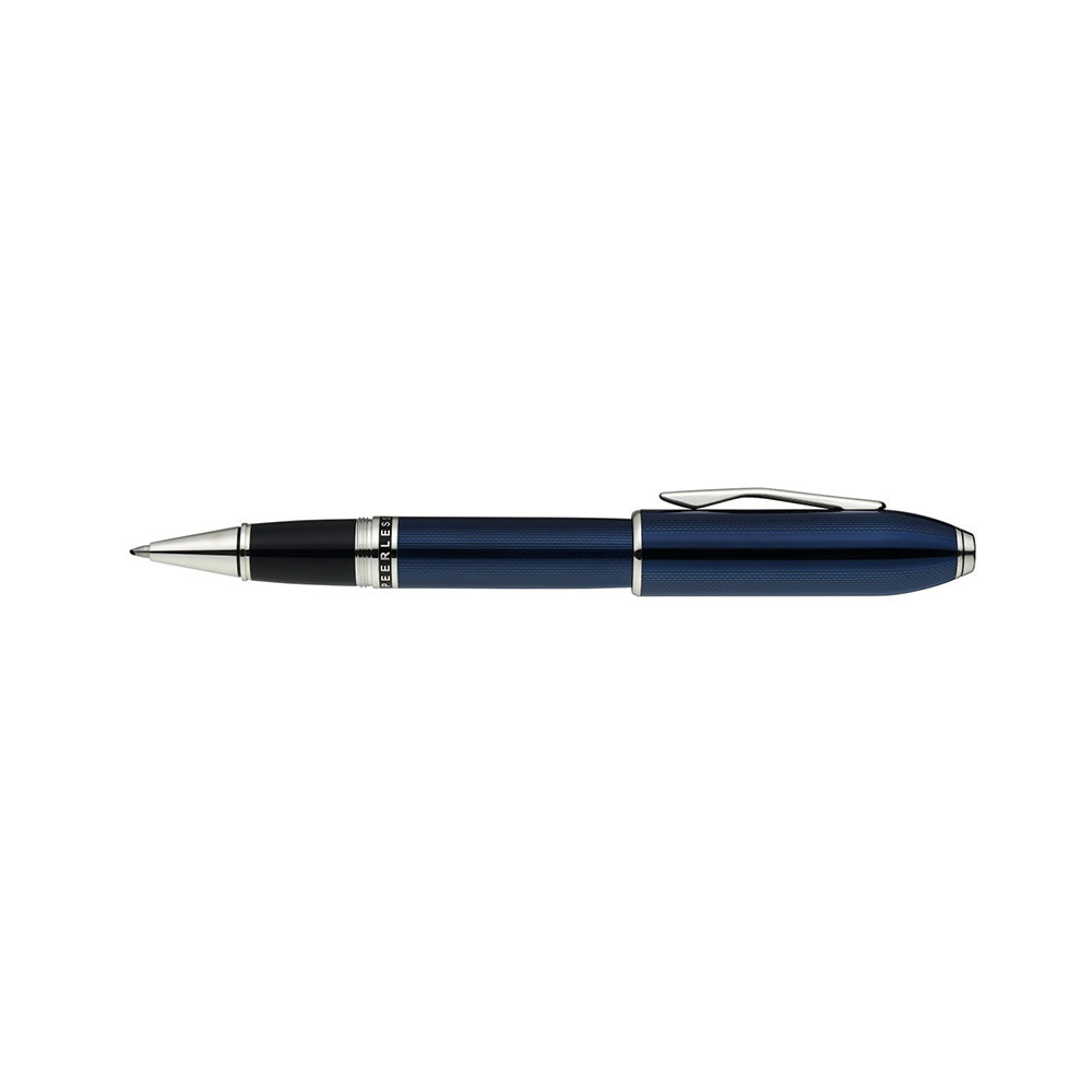 Cross Peerless Polished Translucent Cobalt Blue Engraved Diamond Pattern with Polished Chrome Trim and Swarovski Crystal Rollerball Pen