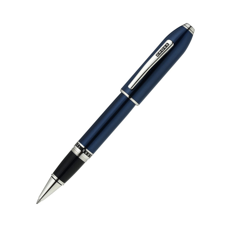 Cross Peerless Polished Translucent Cobalt Blue Engraved Diamond Pattern with Polished Chrome Trim & Swarovski Crystal Rollerball Pen AT0705-21