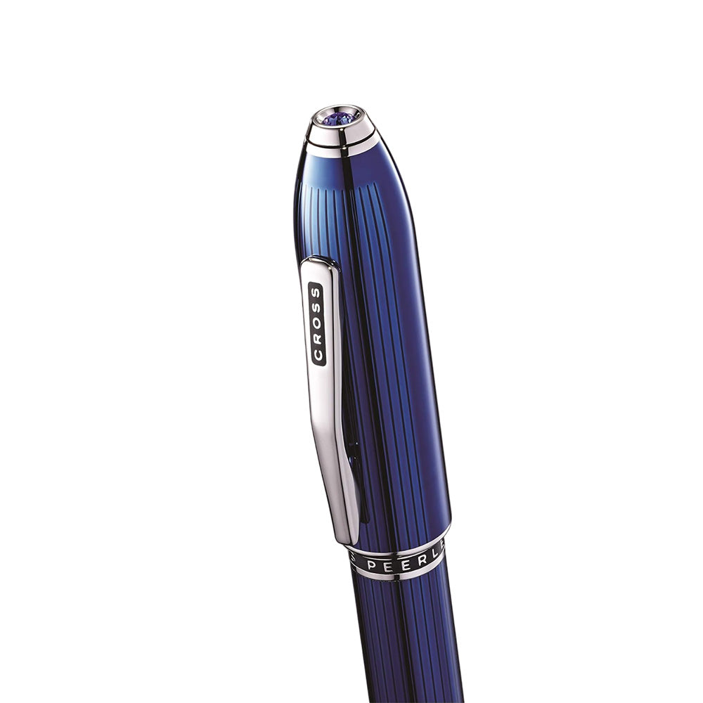 Cross Peerless 125 Translucent Quartz Blue Lacquer with Rhodium-Plated Trim Fountain Pen - 18Kt Gold Medium Nib