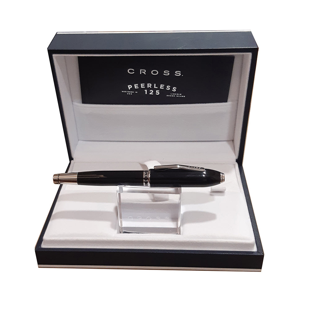 Cross Peerless 125 Obsidian Black Lacquer Fountain Pen - 18Kt Gold Fine Nib