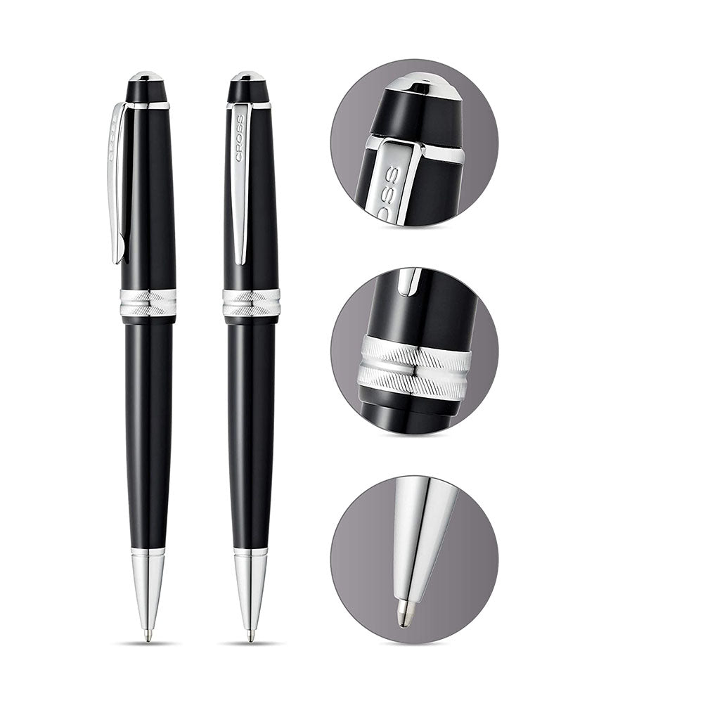 Cross Bailey Light Glossy Black Resin CT Ballpoint Pen With With Zip Card Holder
