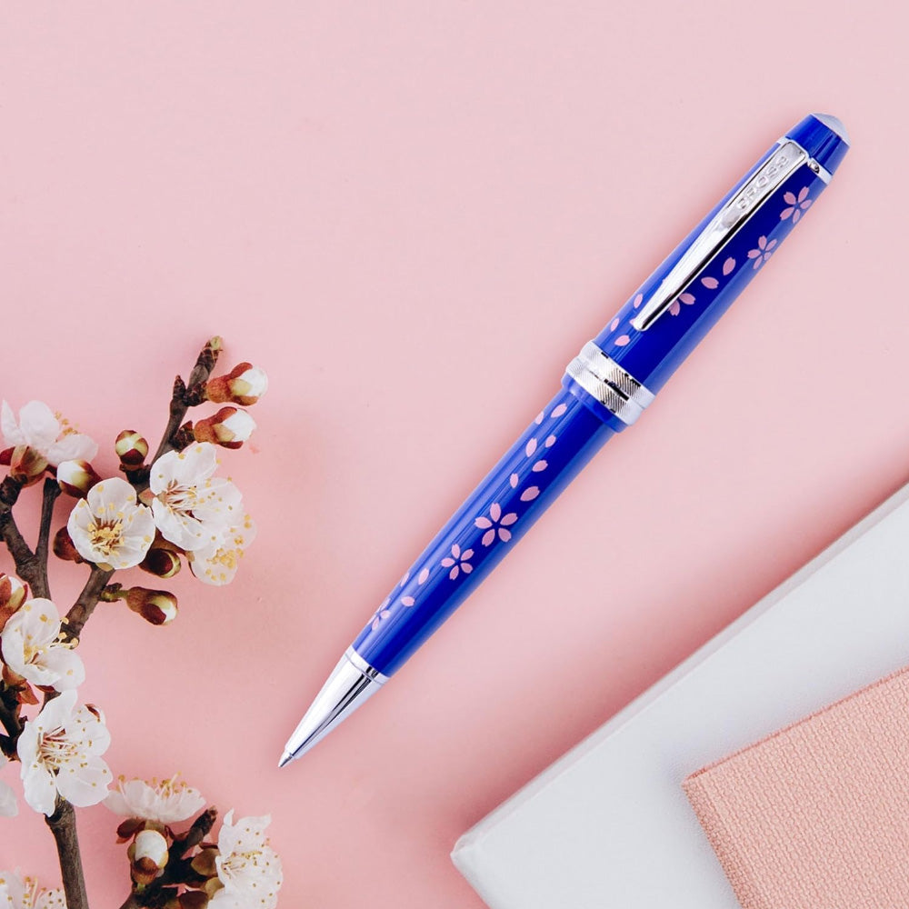 Cross Bailey Light Cherry Blossom Glossy Blue Resin Ballpoint Pen