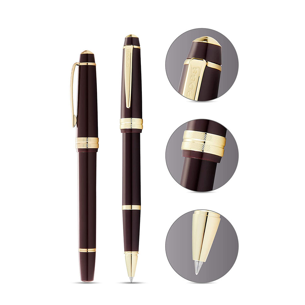 Cross Bailey Light Polished Burgundy Resin with Gold Plated Trim Rollerball Pen