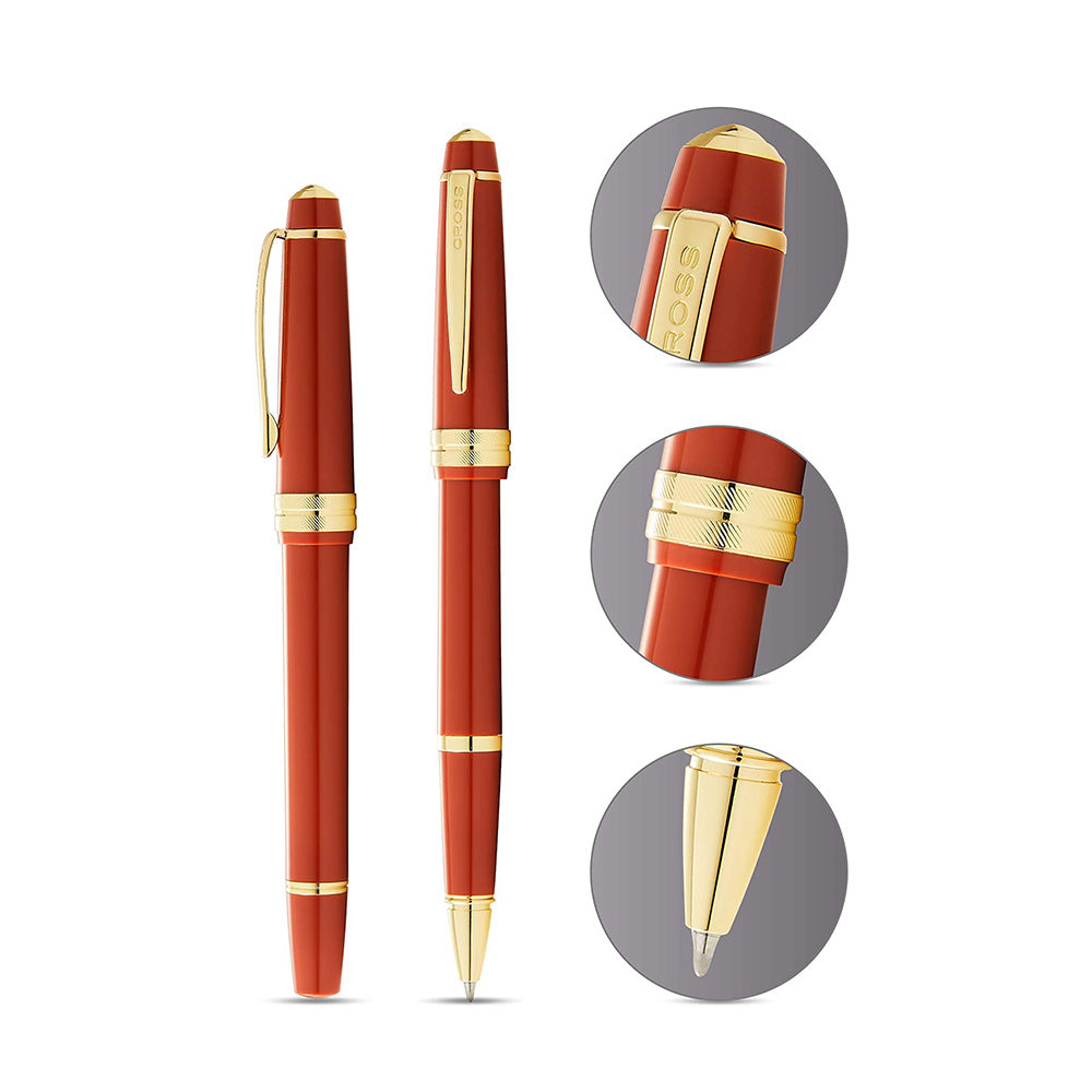 Cross Bailey Light Polished Amber Resin and Gold Tone Trim Rollerball Pen