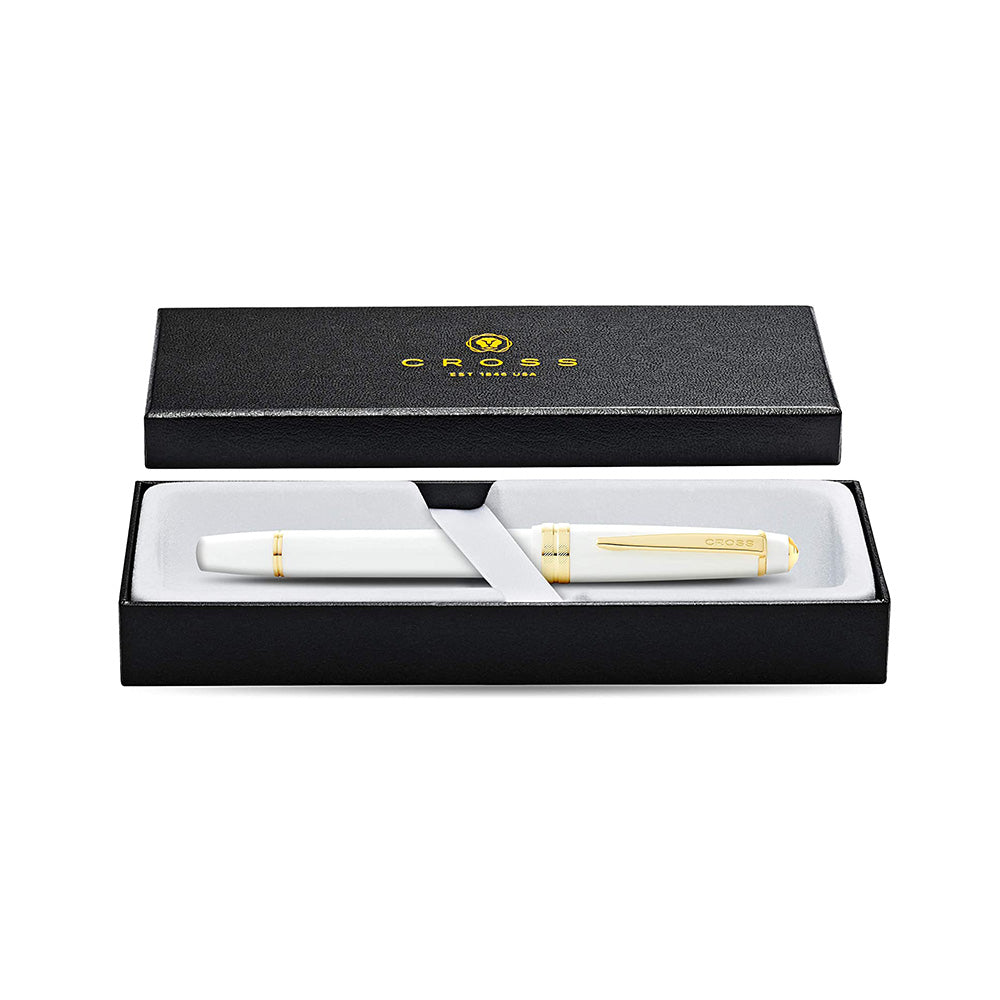 Cross Bailey Light Polished White Resin and Gold Tone Fountain Pen - Fine Nib