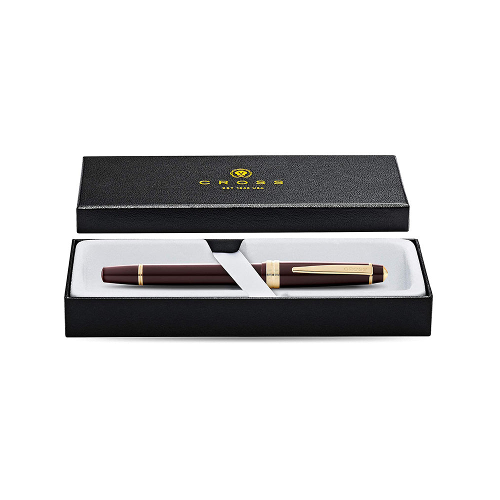 Cross Bailey Light Polished Burgundy Resin and Gold Tone Fountain Pen - Medium Nib