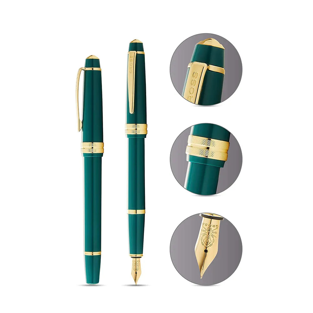 Cross Bailey Light Polished Green Resin GT Fountain Pen - Fine Nib