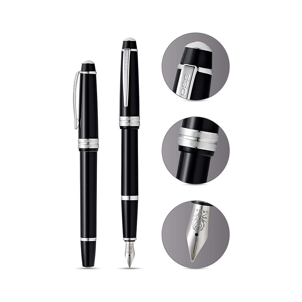 Cross Bailey Light Polished Black Resin Fountain Pen - Fine Nib
