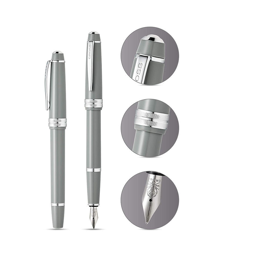 Cross Bailey Light Polished Gray Resin CT Fountain Pen - Medium Nib