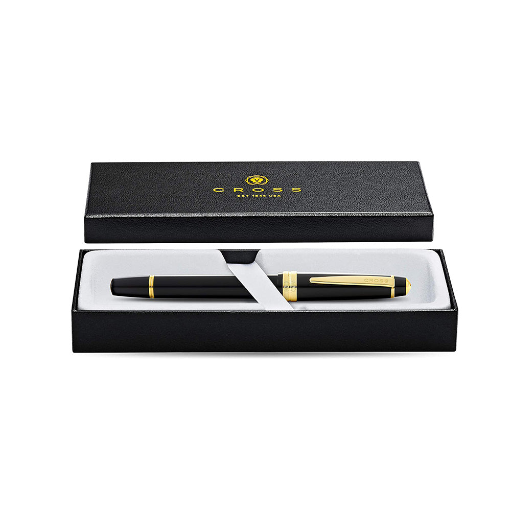 Cross Bailey Light Polished Black Resin and Gold Tone Trim Fountain Pen - Fine Nib