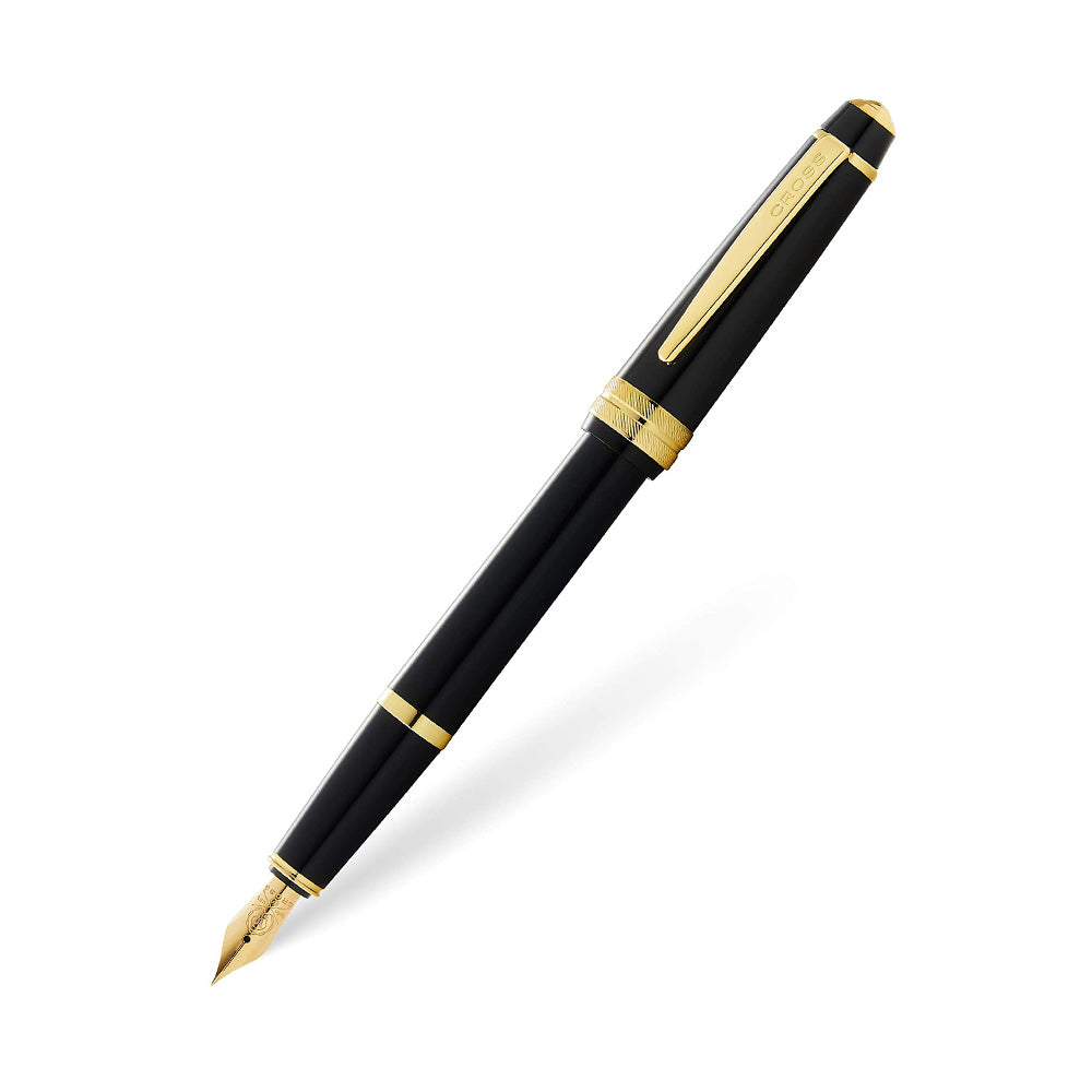 Cross Bailey Light Polished Black Resin and Gold Tone Trim Fountain Pen - Medium Nib