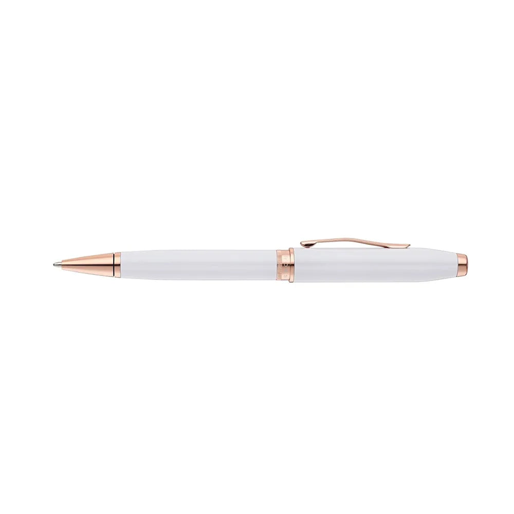 Cross Foundry Pearl White Lacquer with Rose Gold Trim Ballpoint Pen