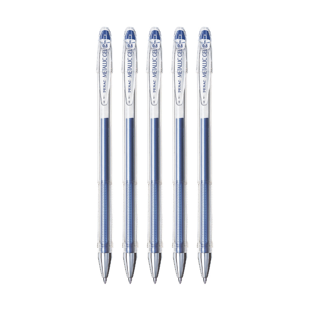Penac FX3 Metallic Blue 0.8mm Gel Pen - Pack of 5