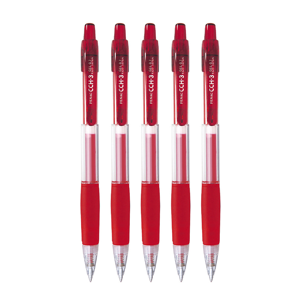 Penac CH-3 Red 0.7mm Gel Pen (Pack of 5)