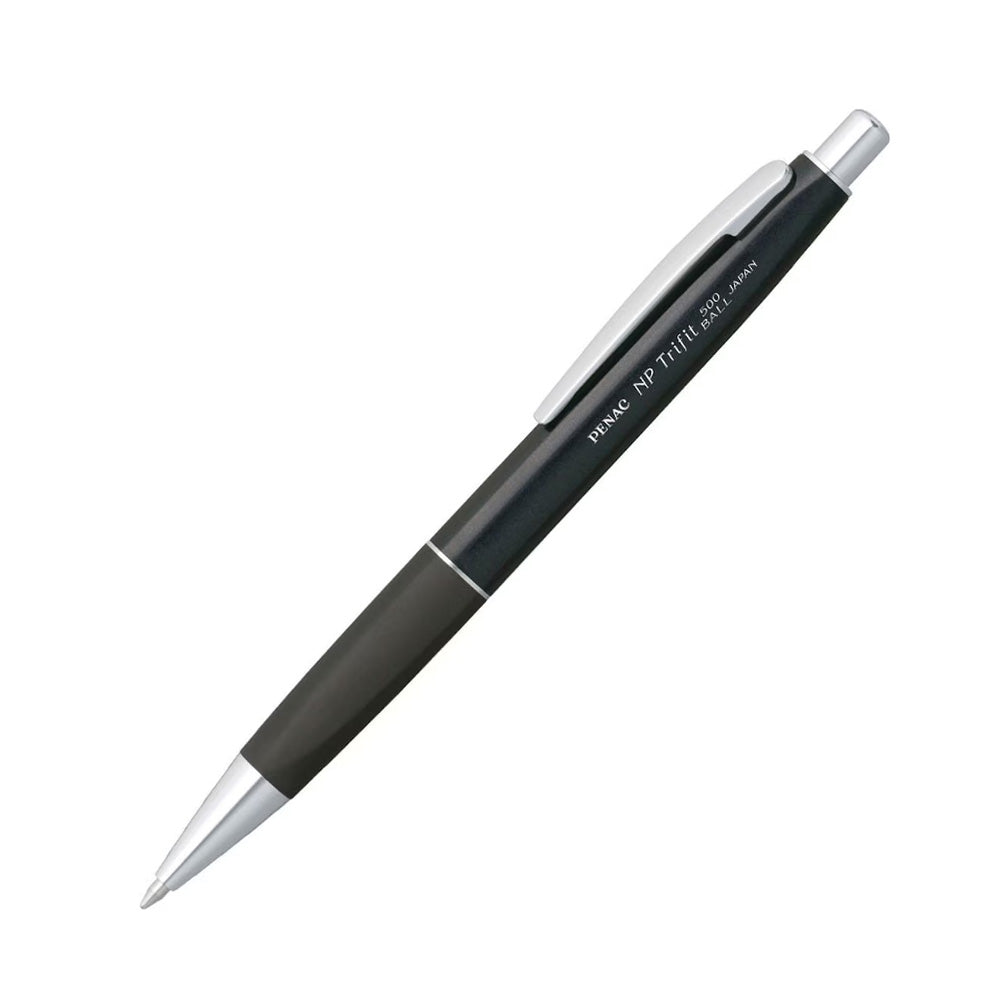 Penac NP Trifit 500 Ball Pen Ergonomic ballpoint pen. It features a three-edged body that matches the natural grip of the hand and reduces the muscle effort required to hold the writing instrument. As a result, the hand gets tired less when writing. The handles are equally elegant triangular shape with metal cone and clip. Black  Elegant triangular shape with metal cone and clip Perfect pen for comfortable writing A correct and relaxing writing position is achieved by the ergonomic triangular shape