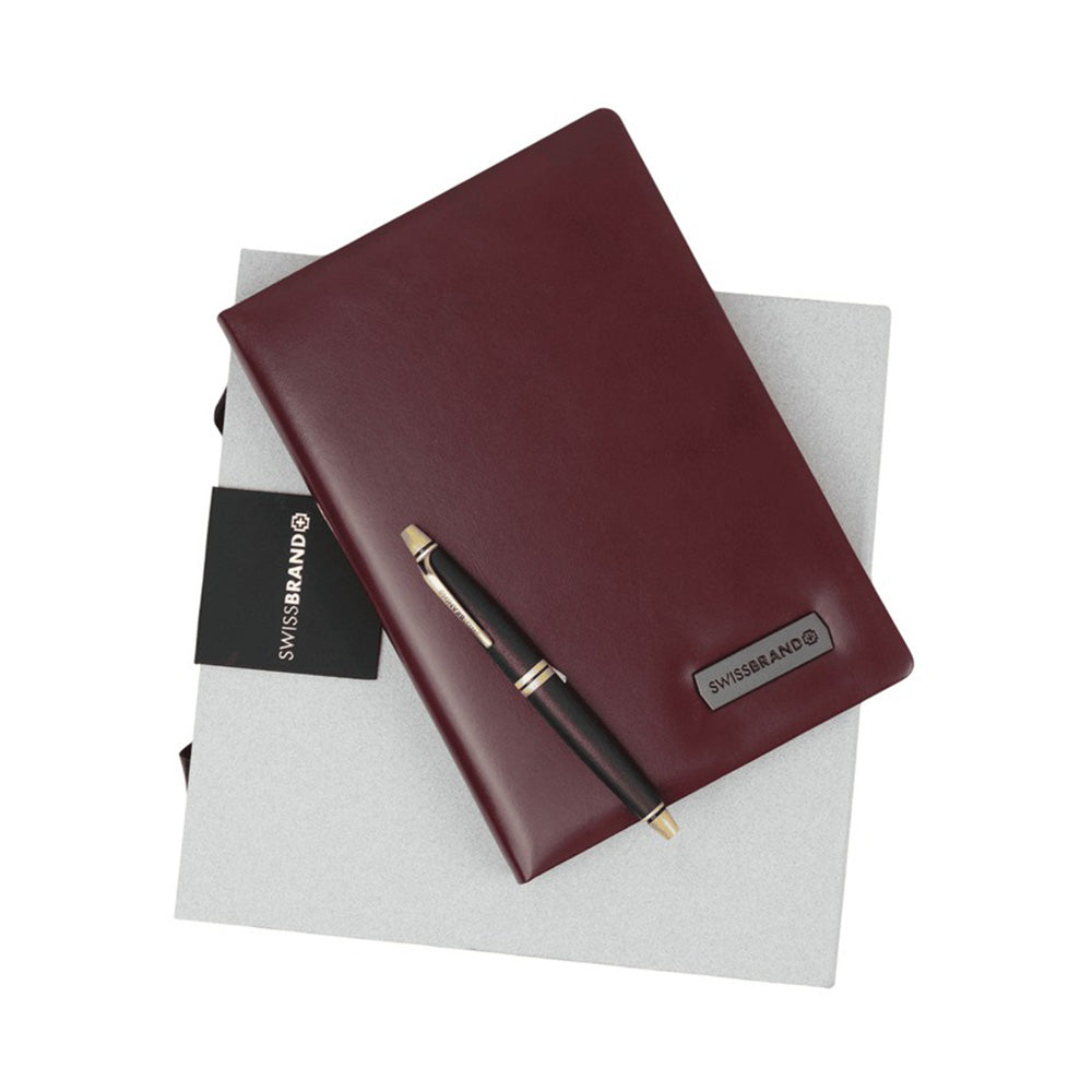 Swissbrand G02-2533-22 Premium Brown Diary with Matte Black GT Ballpoint Pen