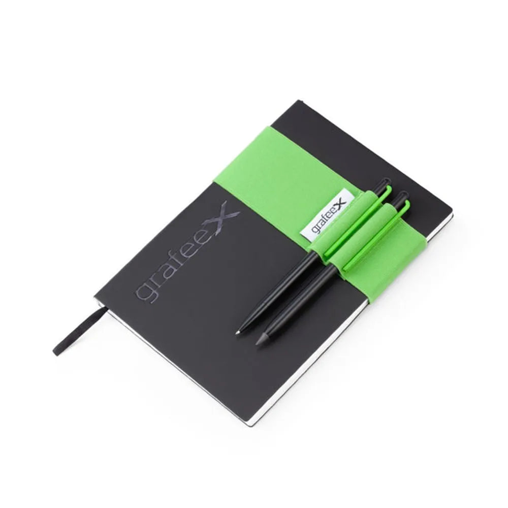 Pininfarina GrafeeX Writing Pencil and Ballpoint Set With Stone Paper Notebook & Elastic Band - Green
