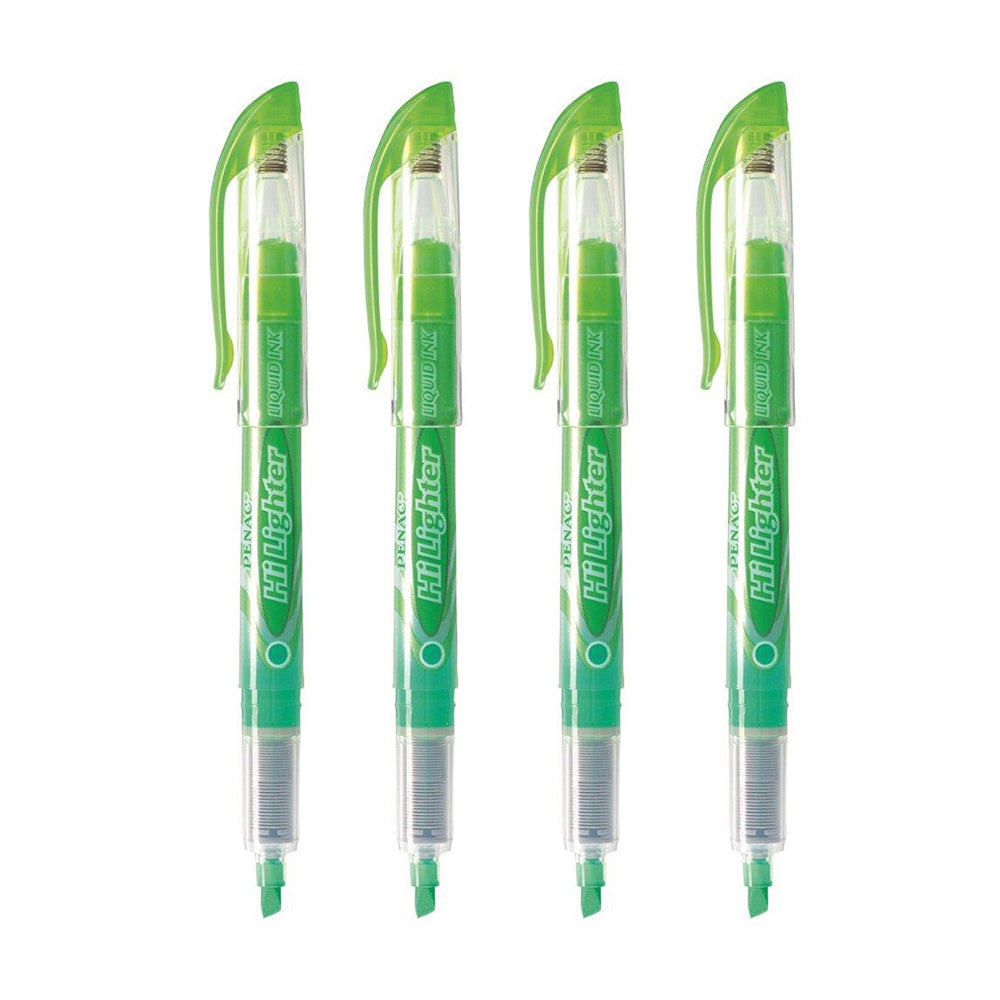 Penac Liquid Liner Highlighter Fluorescent - Green (Pack of 4)